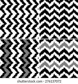 Set of Ikat patterns with zigzag lines 