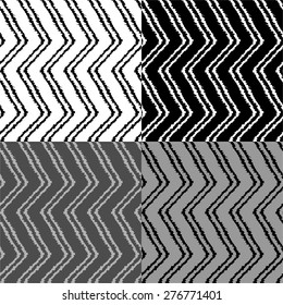 Set of Ikat patterns with zigzag lines 