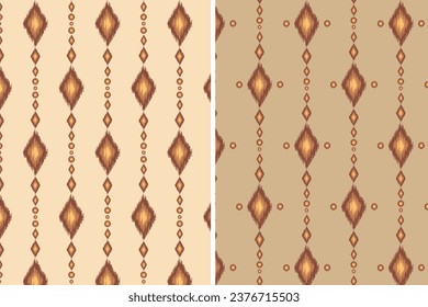 Set of ikat seamless pattern.Ethnic geometric silk texture background.Repeat diamond shape pattern isolated on background.