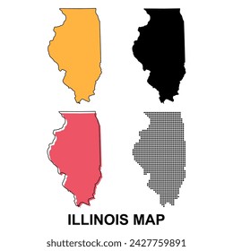 Set of Illinois map, united states of america. Flat concept icon vector illustration .