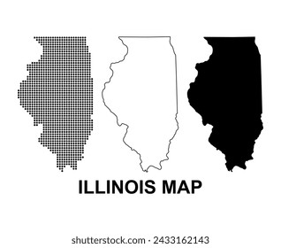 Set of Illinois map, united states of america. Flat concept icon vector illustration .