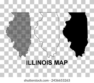 Set of Illinois map, united states of america. Flat concept icon vector illustration .