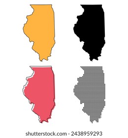 Set of Illinois map, united states of america. Flat concept icon vector illustration .
