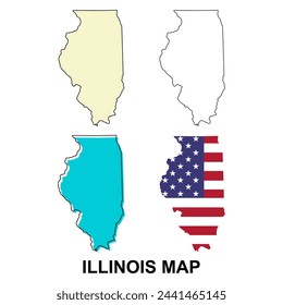 Set of Illinois map, united states of america. Flat concept icon vector illustration .