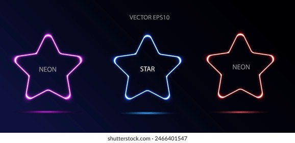 Set of illuminate frame design. Abstract cosmic vibrant color star backdrop. Collection of glowing neon lighting 