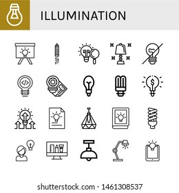 Set of illumination icons such as Lightbulb, Idea, Light bulb, Table lamp, Incandescent light, Ceiling lamp, Lamp , illumination