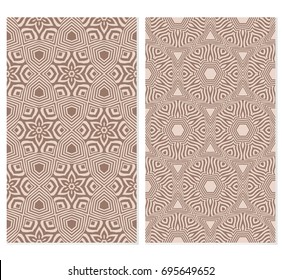 set of illusion floral seamless pattern. vector illustration. For design, wallpaper, invitation. beige background