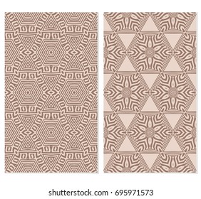 set of illusion floral seamless pattern. vector illustration. For design, wallpaper, invitation. beige background