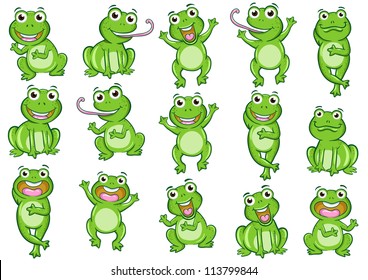 set of illusion frog cartoon