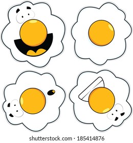 Set of illustrated cartoon egg characters. 