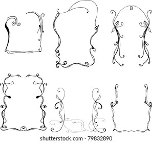 set of illustrated decorative frames - vector illustration