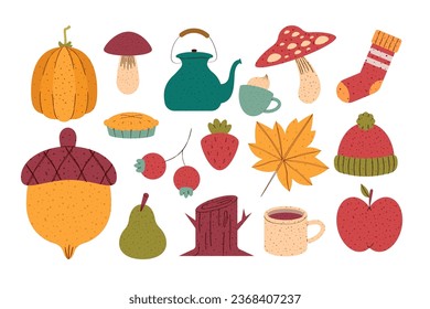 Satz illustrierter Elemente zum Herbst