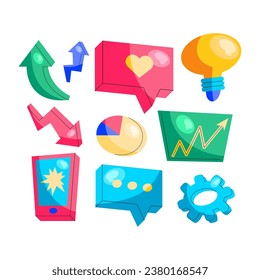 Set of illustrated elements related to marketing