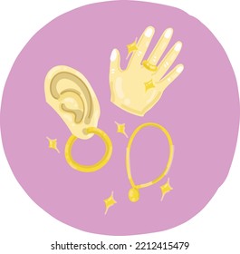 set of illustrated shiny jewelry vector