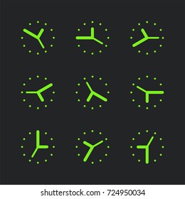 Set illustration of 9 clocks vector icons for web