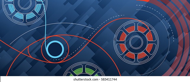 Set illustration about 3d printing, printer, filament, g-cod, modeling, prototype, background