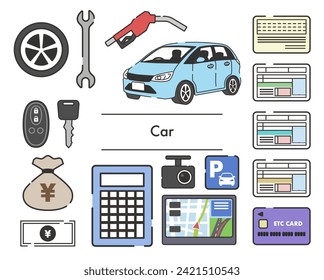 Set of Illustration about cars