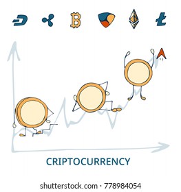 Set of illustration about criptocurrency
