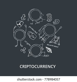 Set of illustration about criptocurrency