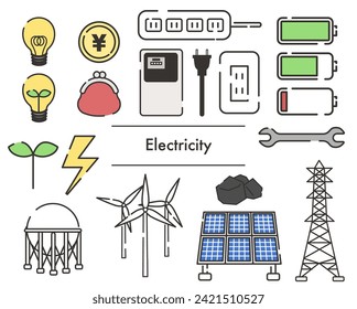set  of Illustration about electricity