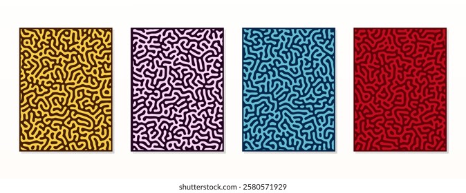 SET ILLUSTRATION ABSTRACT COLORFUL TURING PATTERN ORGANIC SHAPES WAVY LINES DESIGN BACKGROUND VECTOR GOOD FOR WALLPAPER, COVER,POSTER 