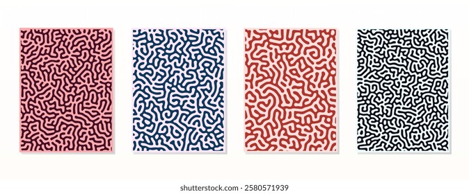 SET ILLUSTRATION ABSTRACT COLORFUL TURING PATTERN ORGANIC SHAPES WAVY LINES DESIGN BACKGROUND VECTOR GOOD FOR WALLPAPER, COVER,POSTER 