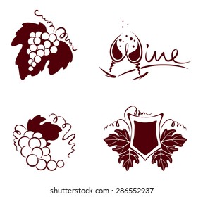 Set illustration -- abstract  logotype or design element for wine labels