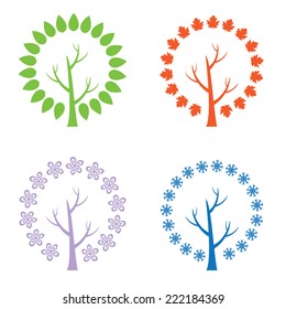 Set of illustration abstract trees. Vector