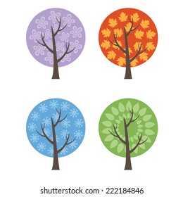 Set of illustration abstract trees. Vector