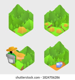set of illustration adventure emblem