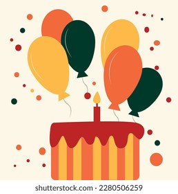 set illustration for birthday. postcard, illustration vector for birthday.  birthday cards. cake , balloons and candles . birthday party