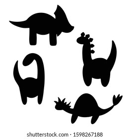 Set illustration with black silhouettes  dinosaur. Dino print. Vector version.