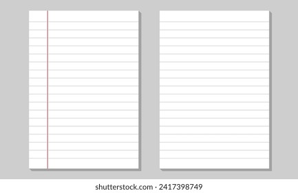 Set zur Illustration von leeren Blättern aus quadratischem und gesäumtem Papier. Realistische gestrichene Notebooks. 