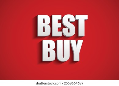 Set illustration of bold red promotional image featuring large white 3D text that reads "BEST BUY." This eye-catching design is ideal for advertising top deals, special offers, and retail promotions. 