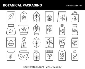 Set Of Illustration Botanical Packaging Lineart Elegant Flowers Leaves Outline Design For Product Branding