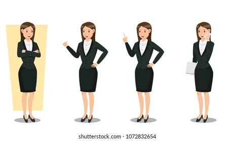 Set illustration of Business woman character design.