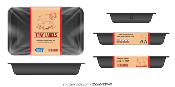 Set illustration of Butcher Diagram of Pork Cuts 
