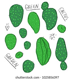 Set illustration with cactus cacti