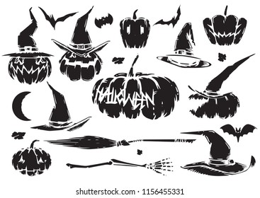 Set illustration of a cartoon Halloween