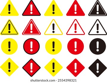 Set illustration of caution marks