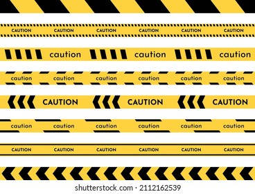 set illustration of caution tapes