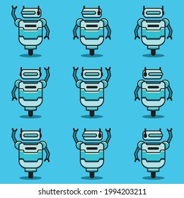 set of illustration character robot flat design