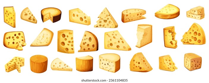 set of illustration of cheese. dairy product. isolated on a transparent background. eps 10
