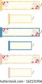set illustration of cherry blossom scroll