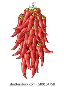 Set illustration with chilli pepper