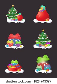 conjunto de regalos de navidad de ilustración