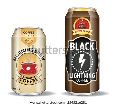 Set Illustration of Coffee Can Packaging Designs for Morning Brew Coffee