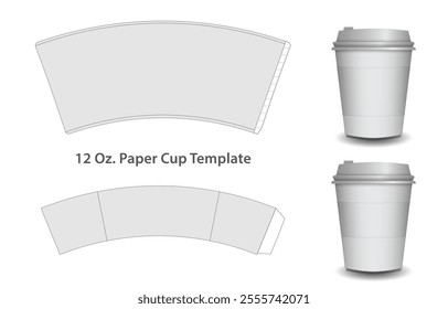 Set Illustration of Coffee Cup Sleeve Design or Paper Cup Template Mockup with Branding 