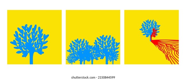 Set illustration concept Save Ukraine  in yellow blue color 