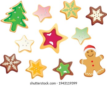 Set illustration of the cookie of the Christmas specifications